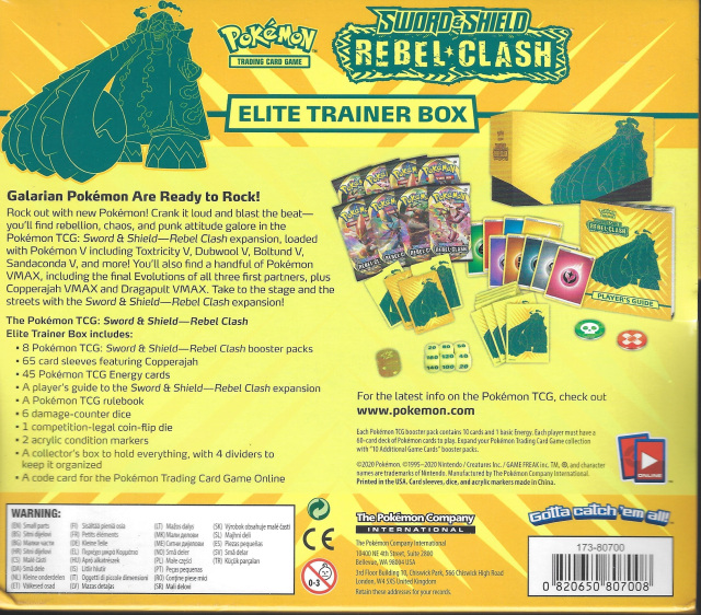Pokemon Sword & Shield Rebel Clash Elite Trainer Box FACTORY SEALED!! 